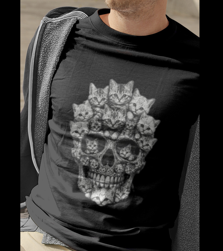 Tabby Kittens Forming Skull Image T-Shirt