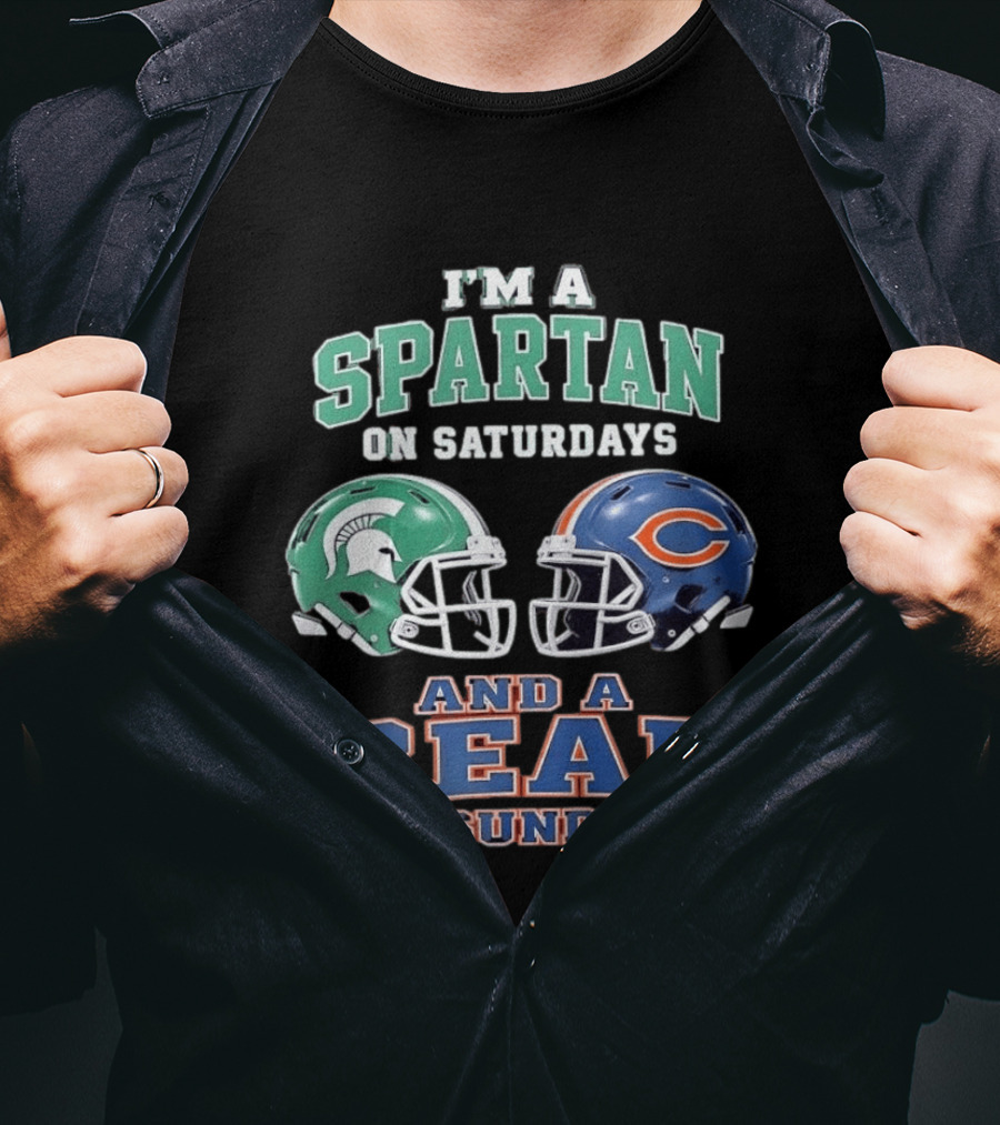 I'm A Spartan On Saturdays Bear Helmet Sundays T-Shirt