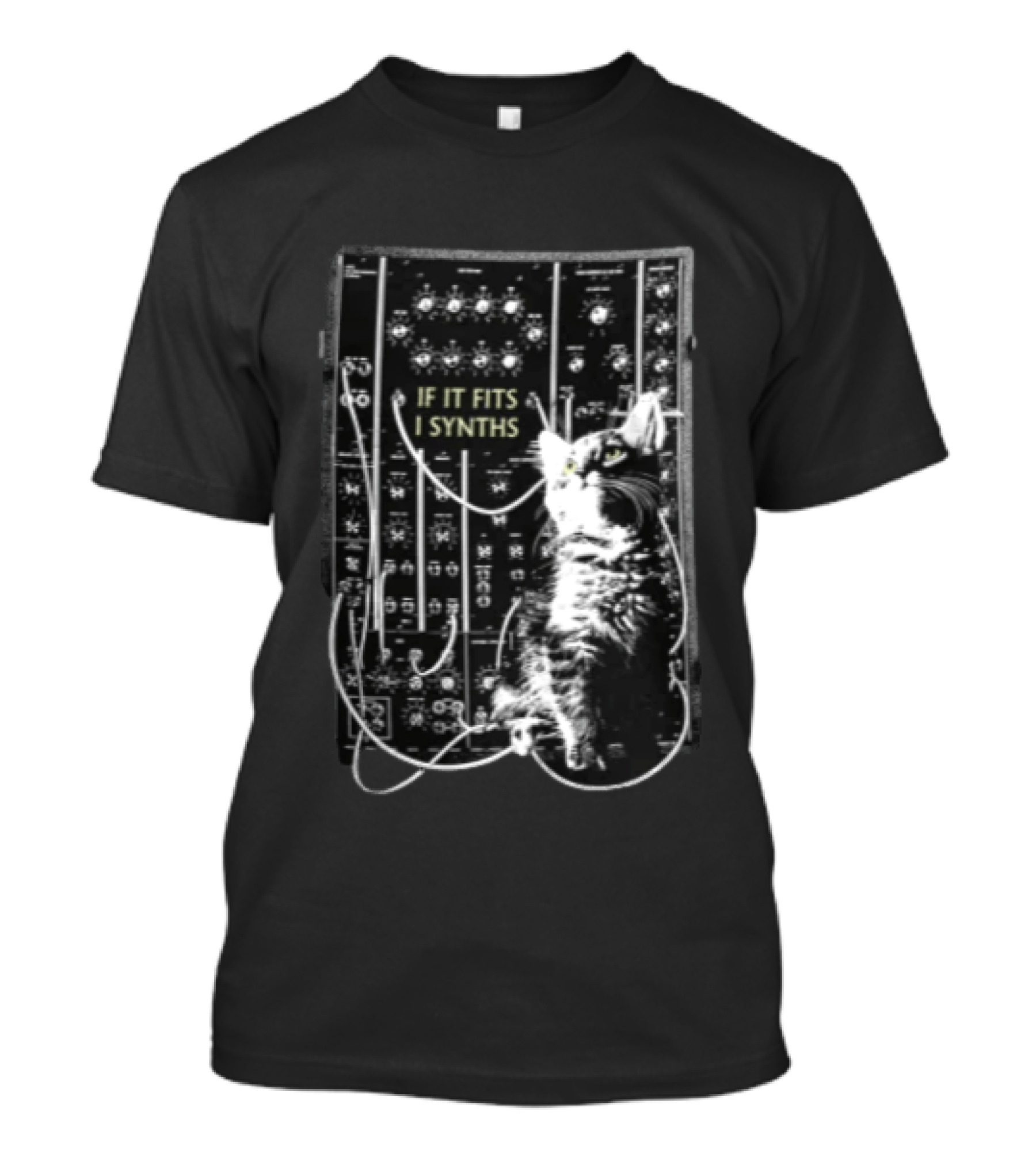 If It Fits I Synths Cat With Modular Synthesizer T-Shirt