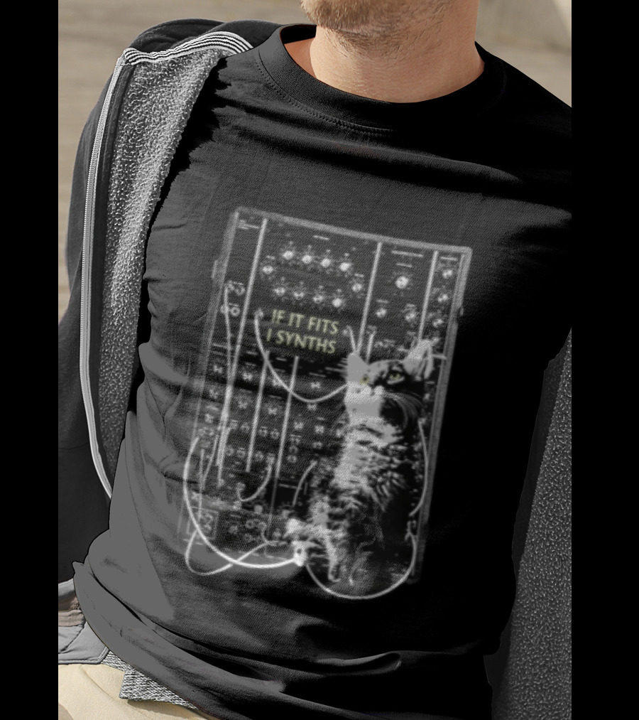 If It Fits I Synths Cat With Modular Synthesizer T-Shirt