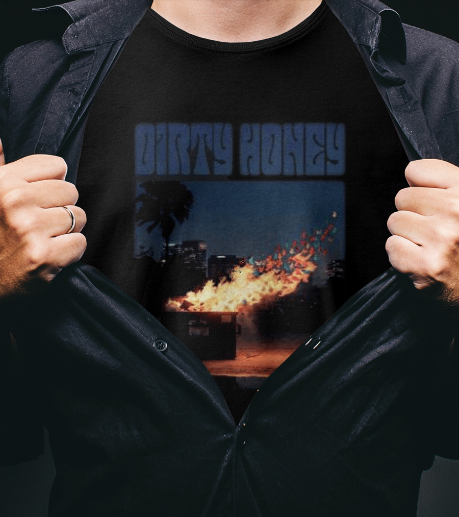 Dirty Honey Dumpster Fire Album Cover Vintage Aesthetic T-Shirt
