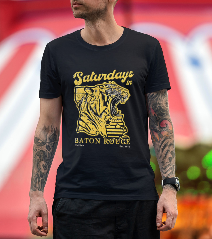 Saturdays In Baton Rouge Kyle Row Miami OH Roaring Tiger Head Louisiana Est 2014 T-Shirt