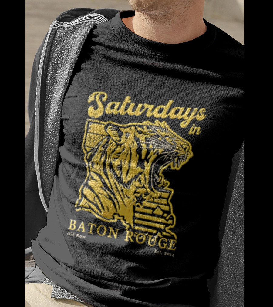 Saturdays In Baton Rouge Kyle Row Miami OH Roaring Tiger Head Louisiana Est 2014 T-Shirt