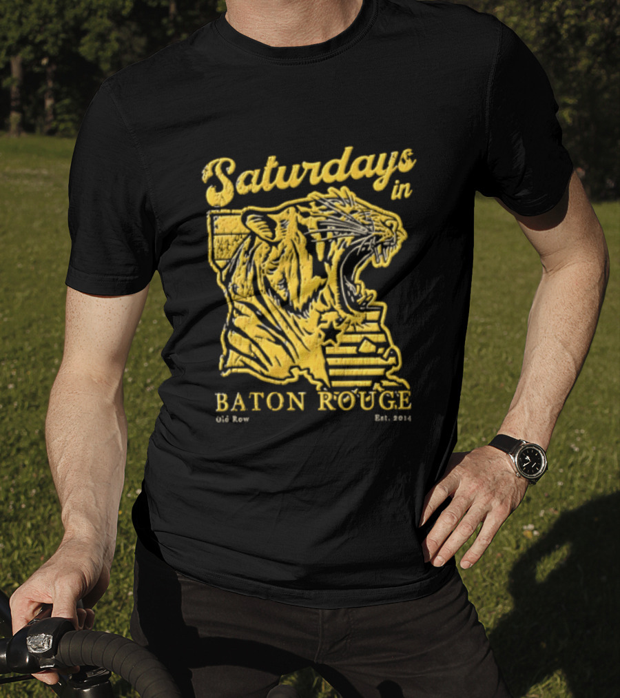 Saturdays In Baton Rouge Kyle Row Miami OH Roaring Tiger Head Louisiana Est 2014 T-Shirt