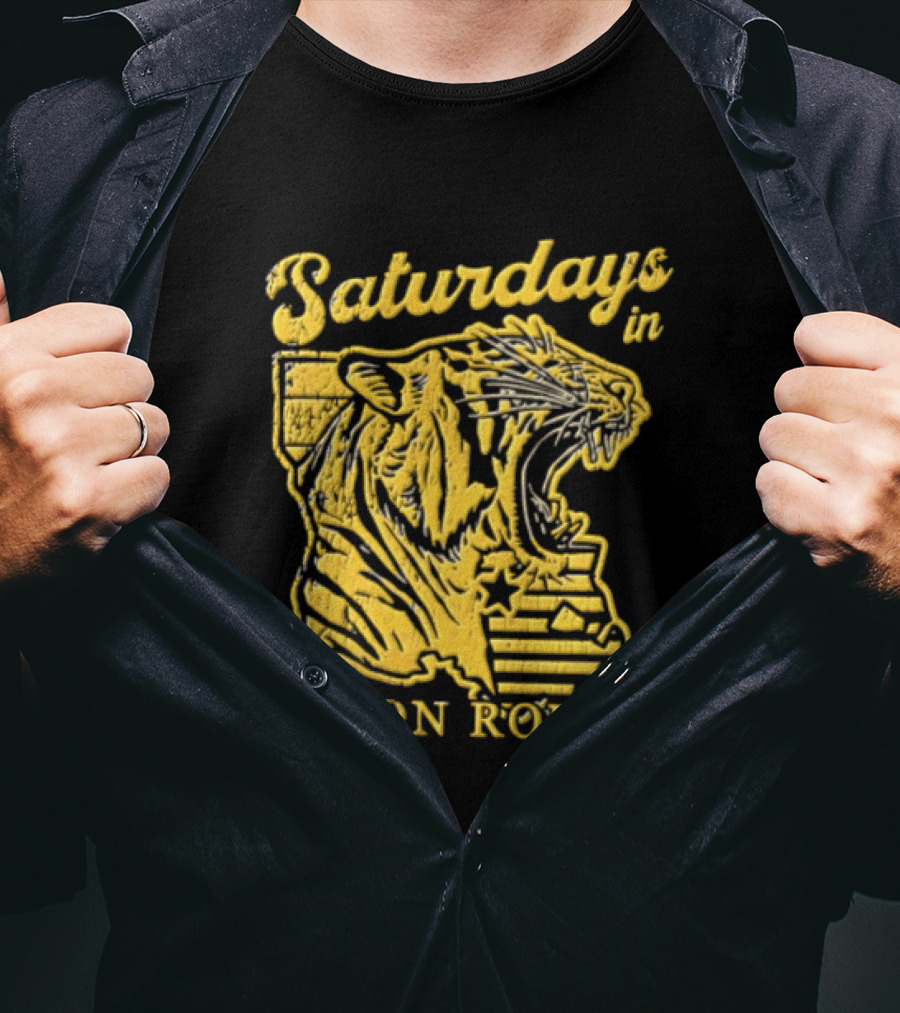 Saturdays In Baton Rouge Kyle Row Miami OH Roaring Tiger Head Louisiana Est 2014 T-Shirt