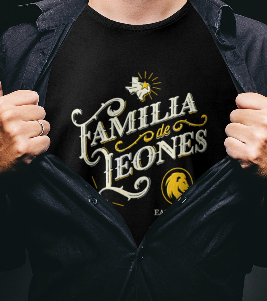 Familia De Leones East Texas A&M Map Star Lion T-Shirt