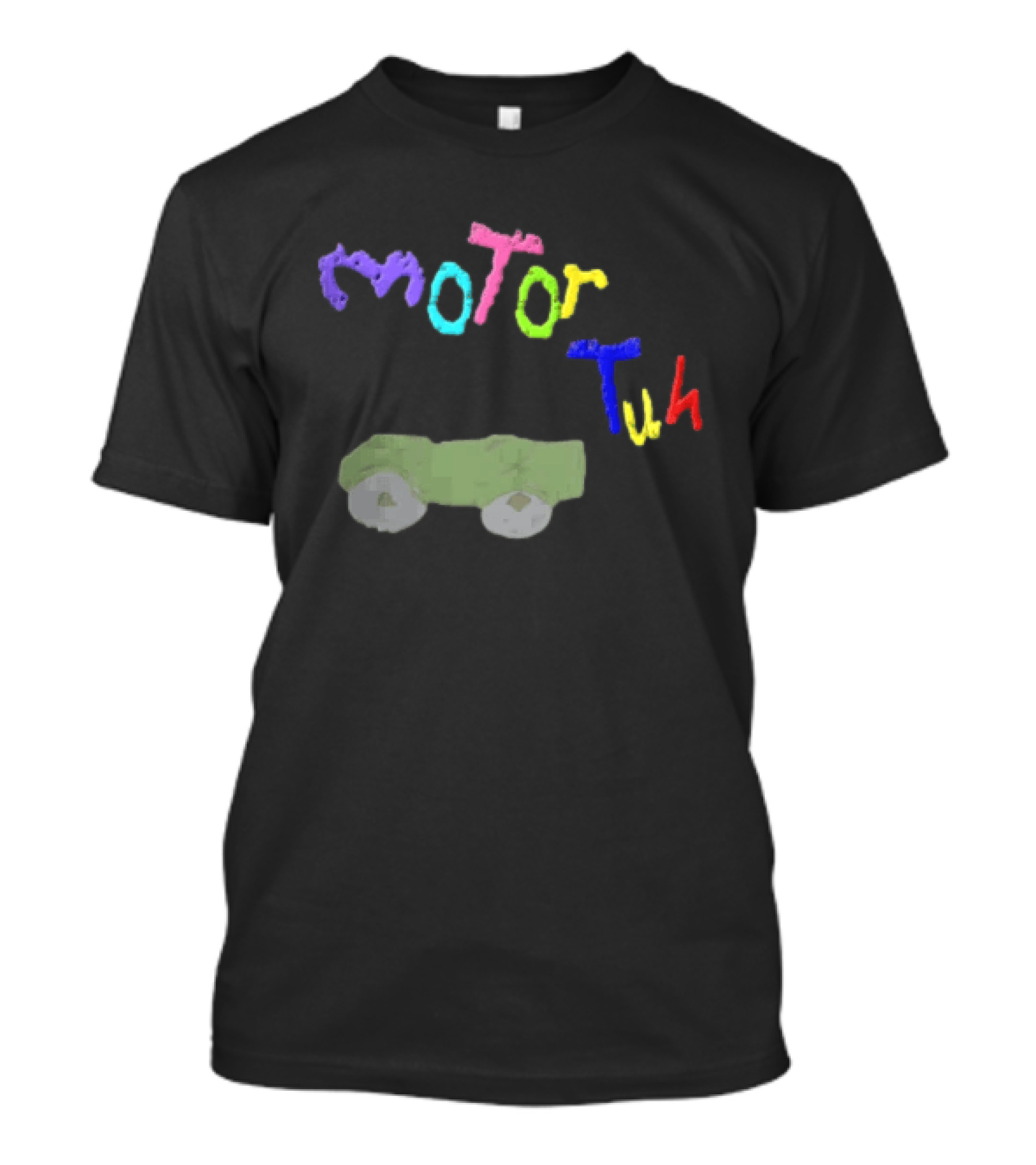 Motor Tuh Colorful Green Truck Drawing T-Shirt