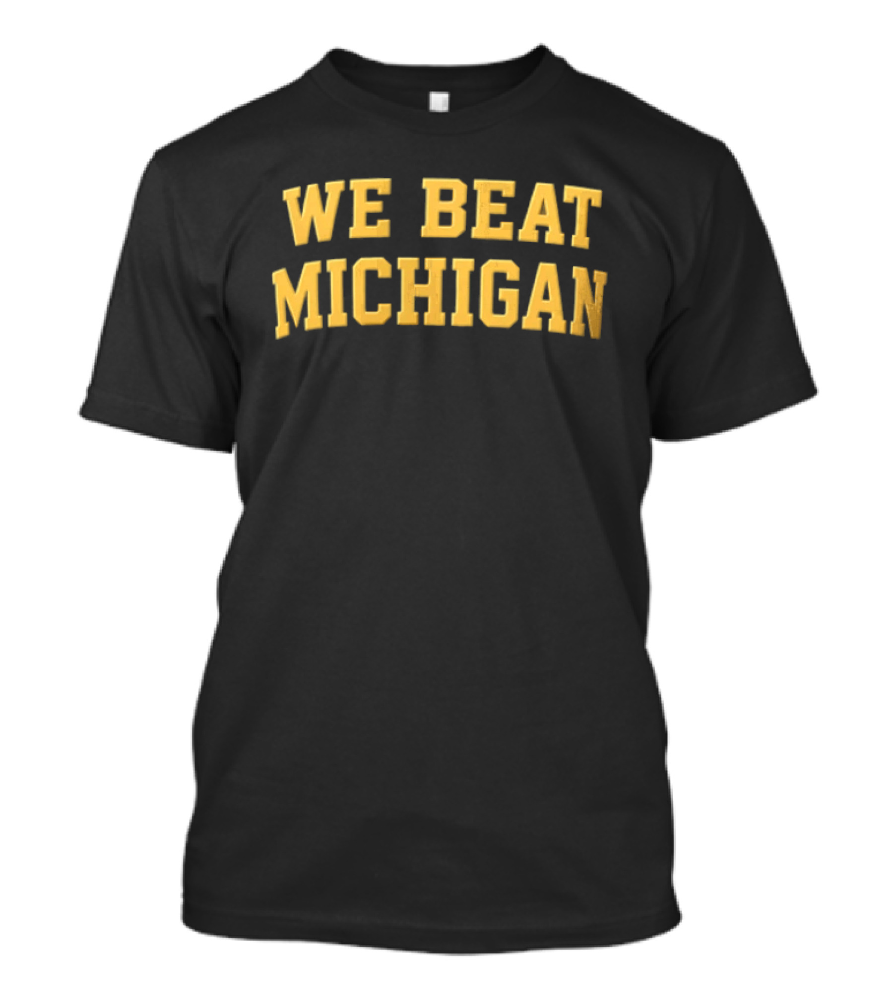 NCAA We Beat Michigan Yellow Varsity Lettering Brown T-Shirt
