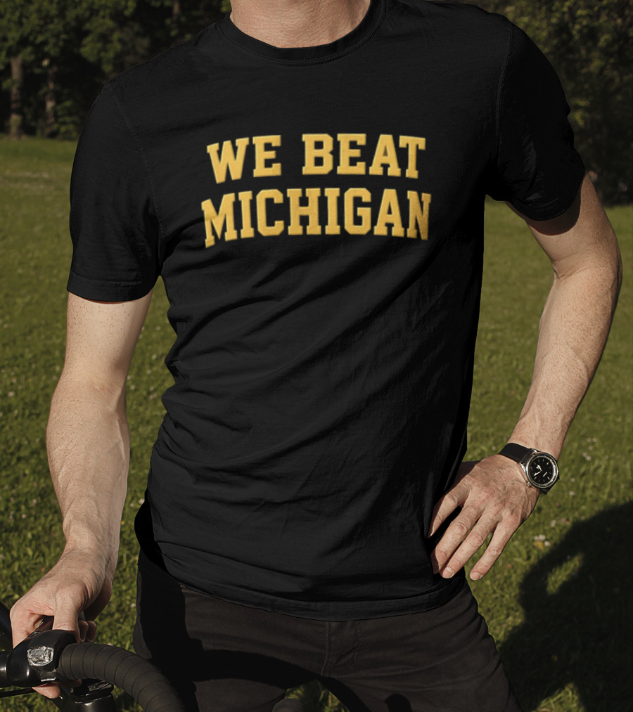 NCAA We Beat Michigan Yellow Varsity Lettering Brown T-Shirt