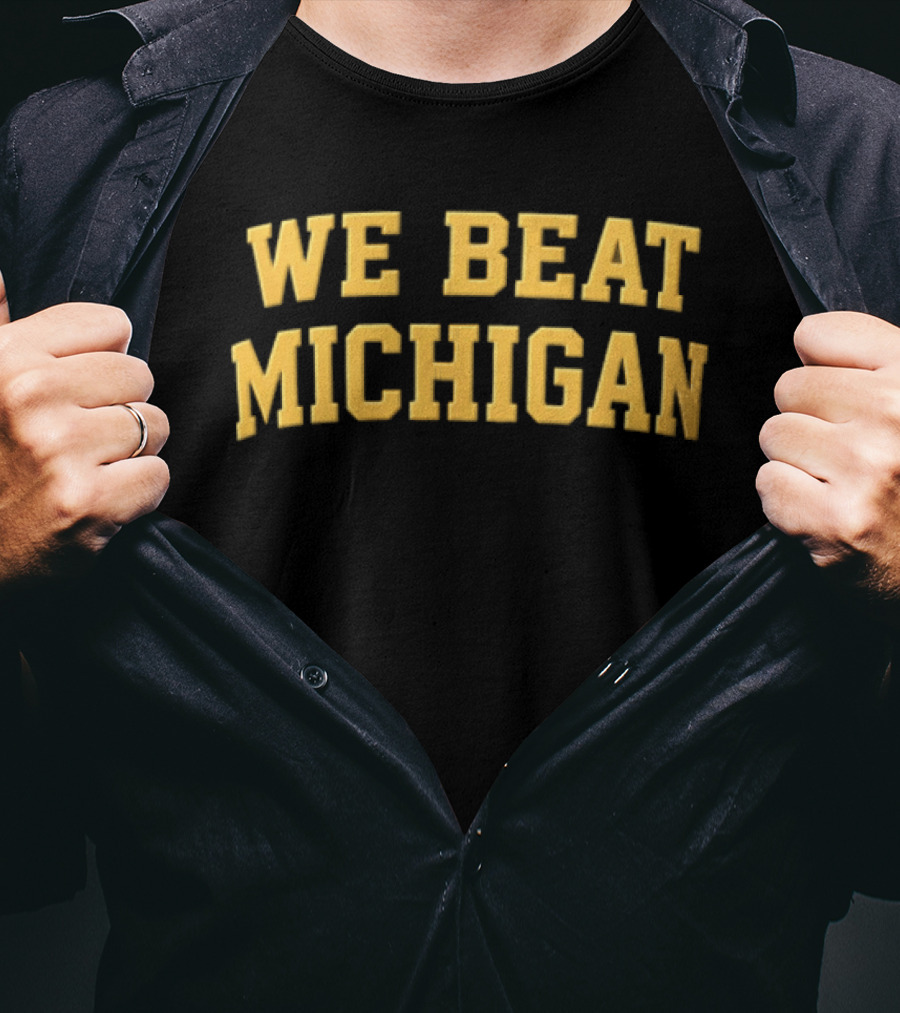 NCAA We Beat Michigan Yellow Varsity Lettering Brown T-Shirt