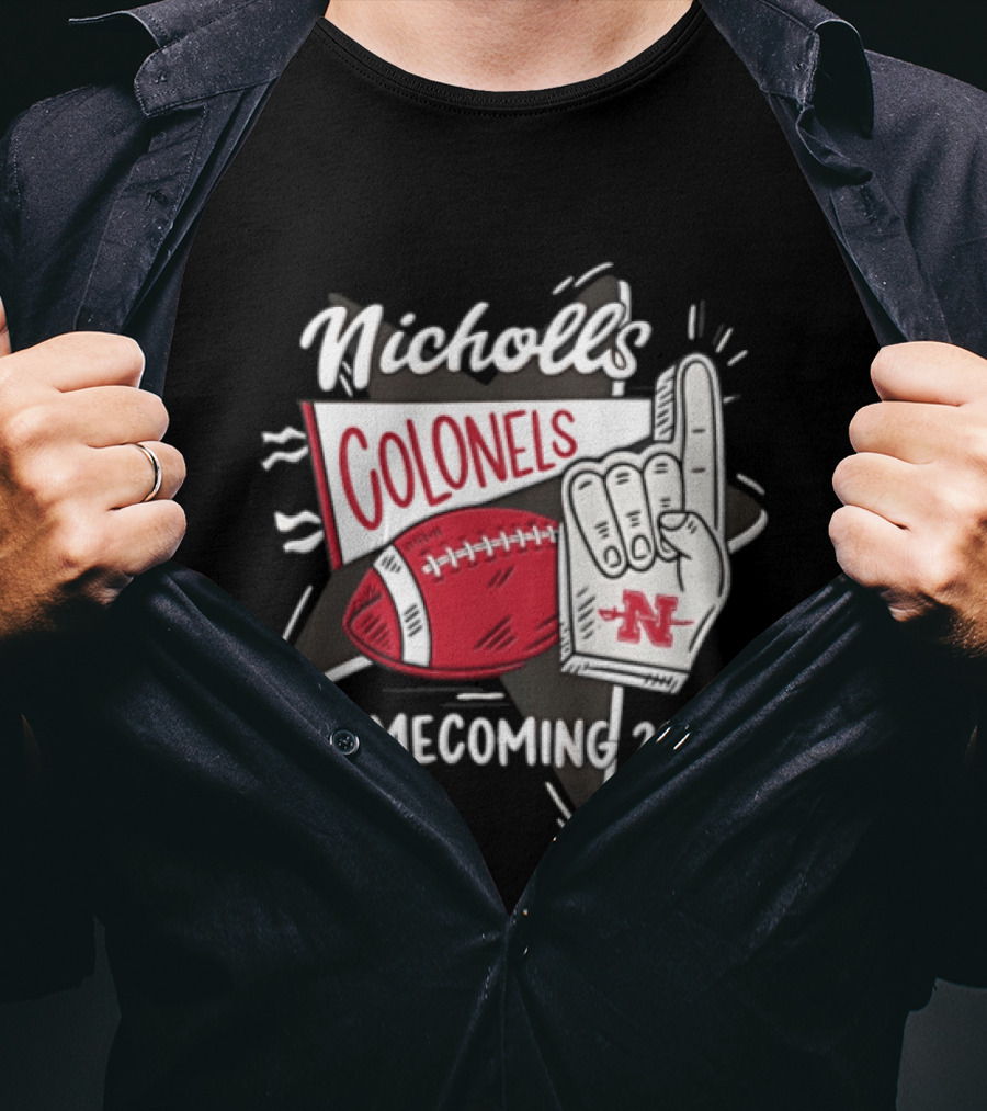 Nicholls Colonels Homecoming 2026 Football Foam Finger Star Pennant T-Shirt