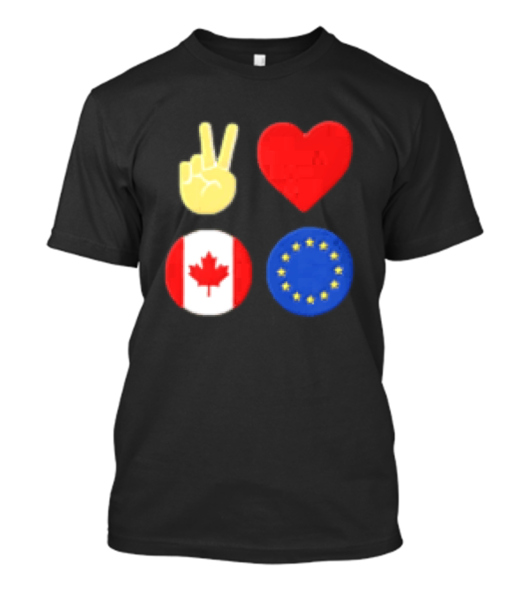 Peace Love Canada Flag European Union Circle Stars T-Shirt
