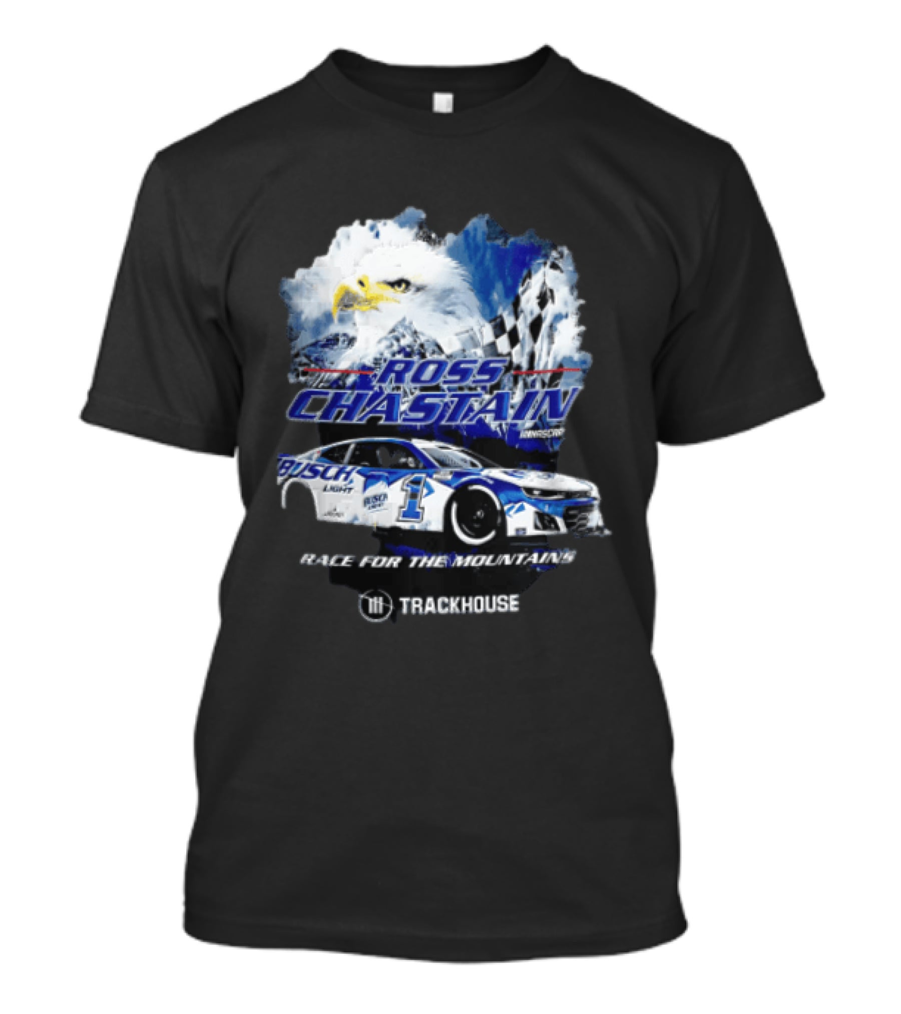 Ross Chastain Trackhouse Busch Light Race For The Mountains Eagle Checkered Flag Racing Car T-Shirt
