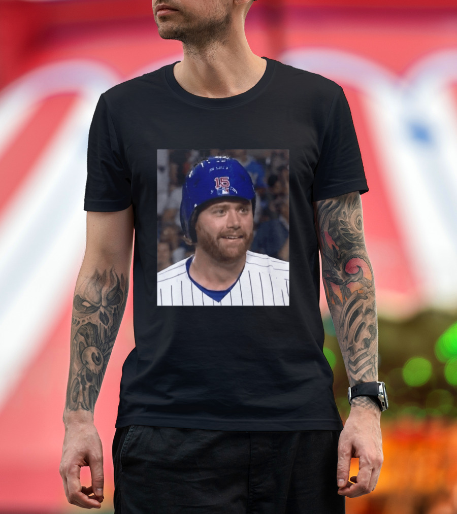 Taylor Davis Cubs Number 15 Helmet Stare T-Shirt