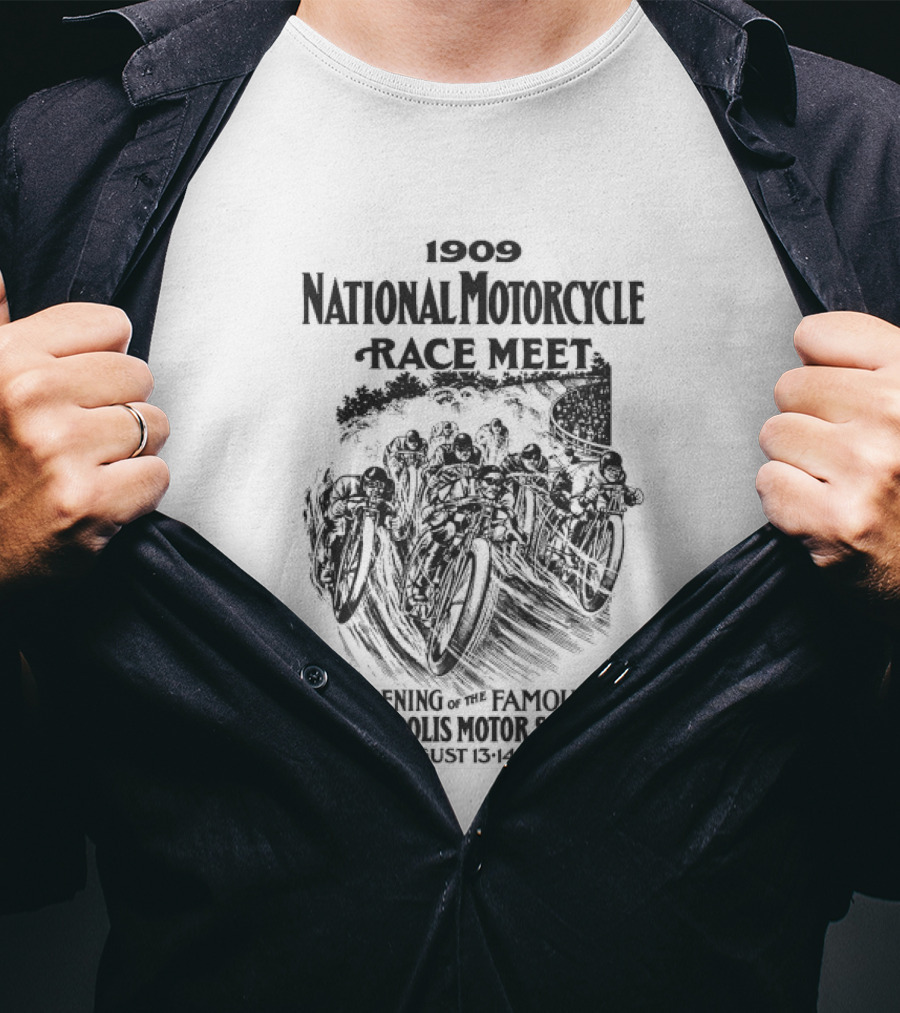 1909 National Motorcycle Race Meet Indianapolis Motor Speedway Opening Event T-Shirt