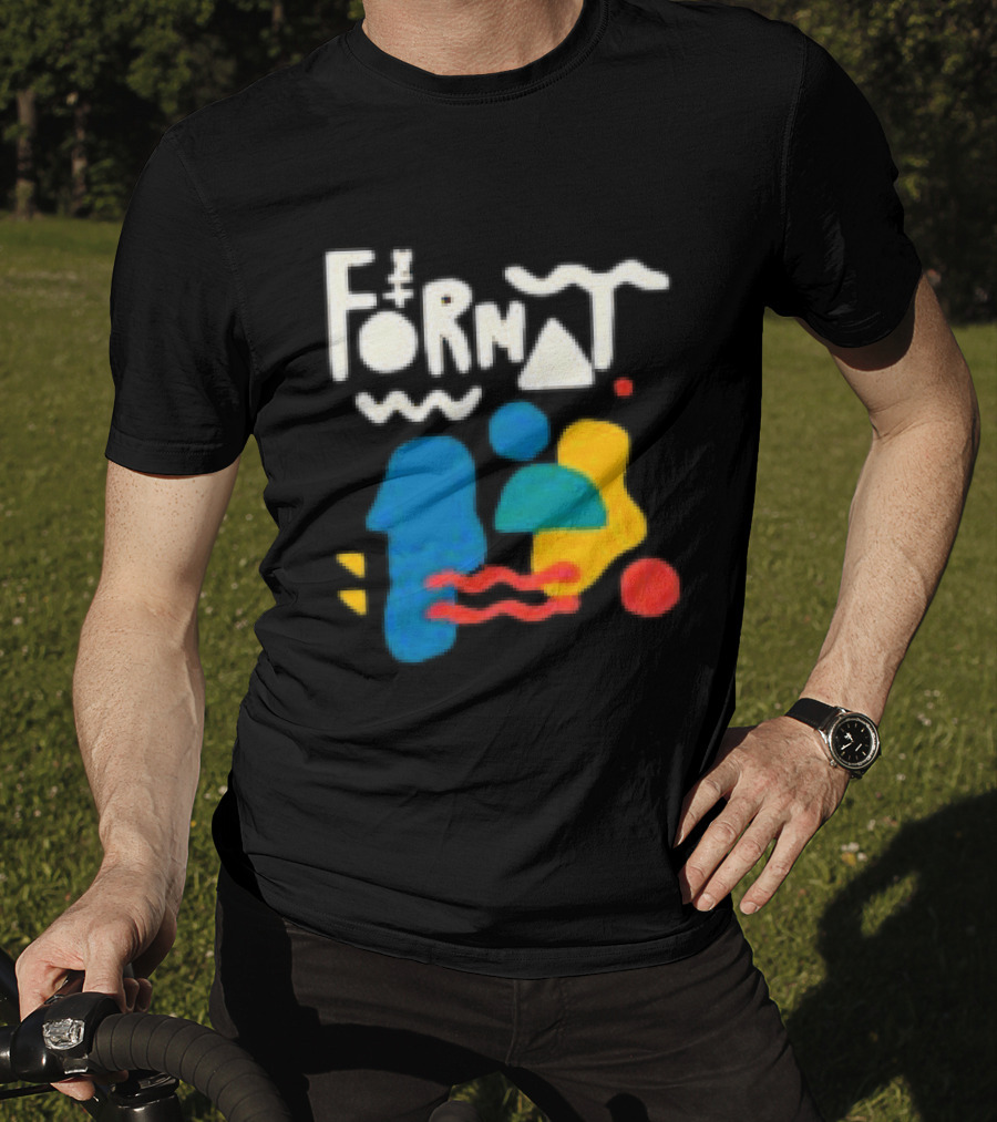 The Format Shop Abstract Shapes Colorful Graphic Black Zip T-Shirt