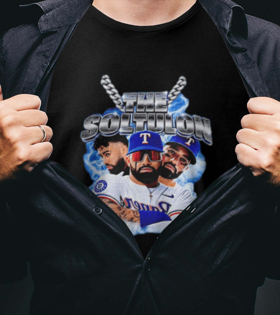 The Soltulon Texas Rangers Baseball Players Trio With Electric Blue T-Shirt