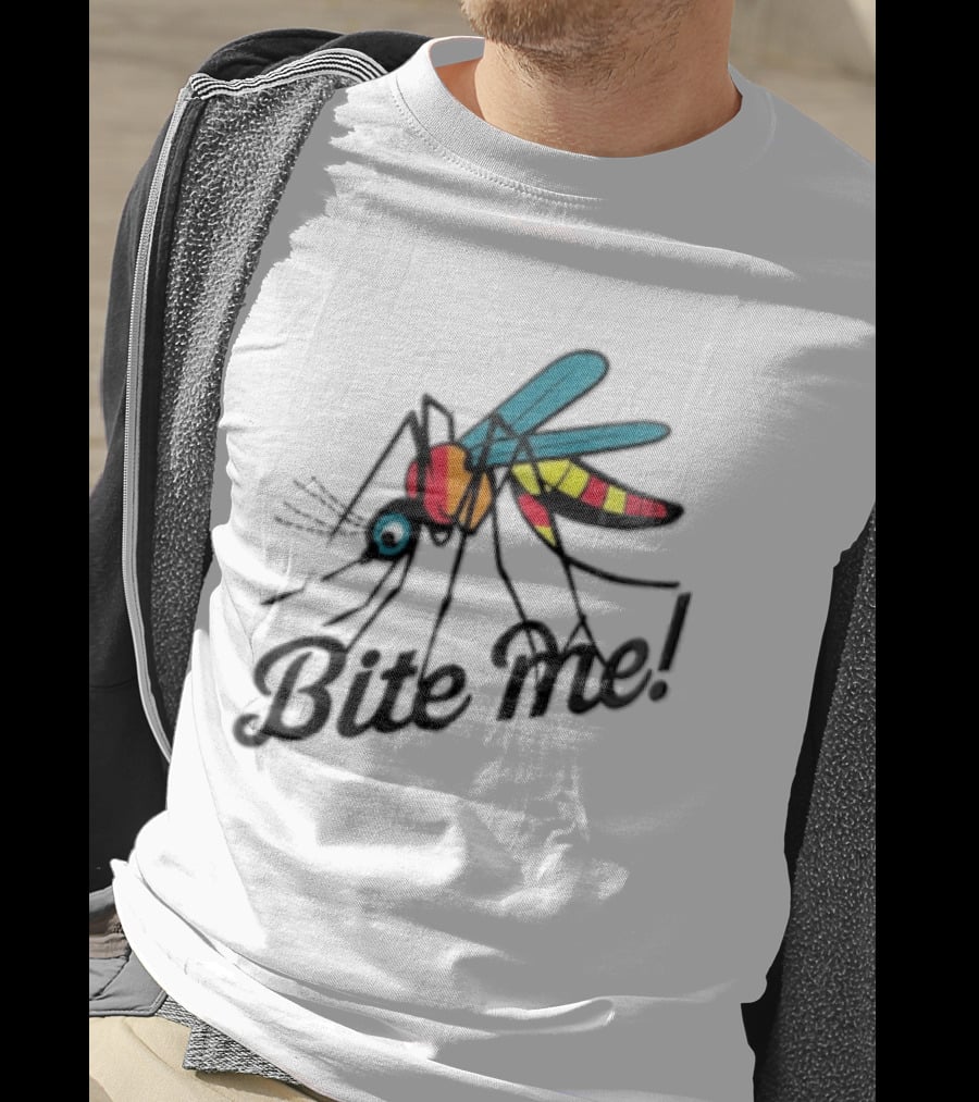 Bite Me Colorful Mosquito Cartoon Vibrant Insect T-Shirt