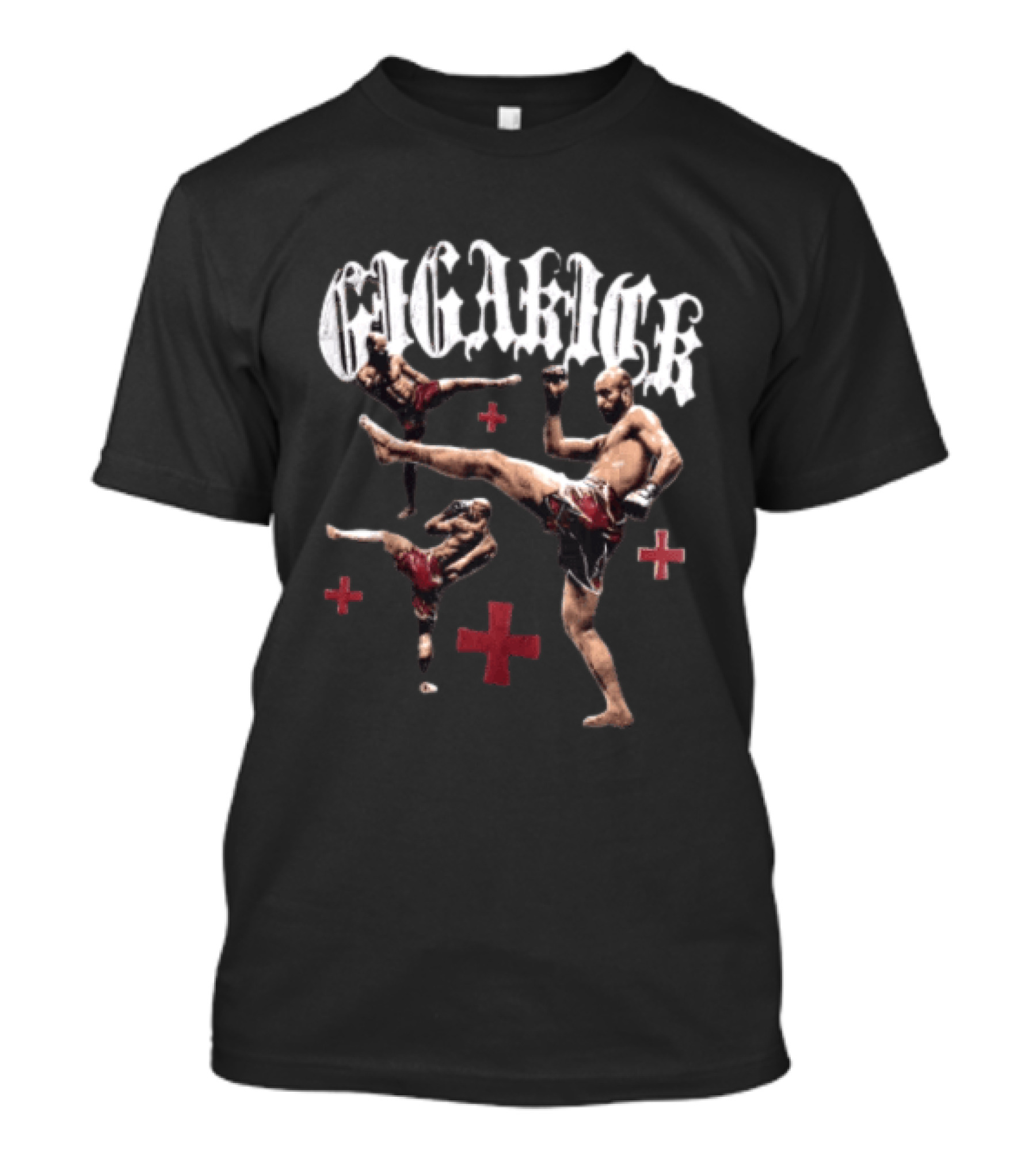 Giga Kick Three Fighters Performing Roundhouse Kicks T-Shirt