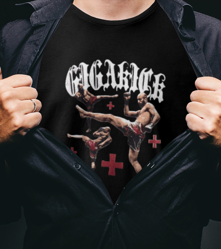 Giga Kick Three Fighters Performing Roundhouse Kicks T-Shirt