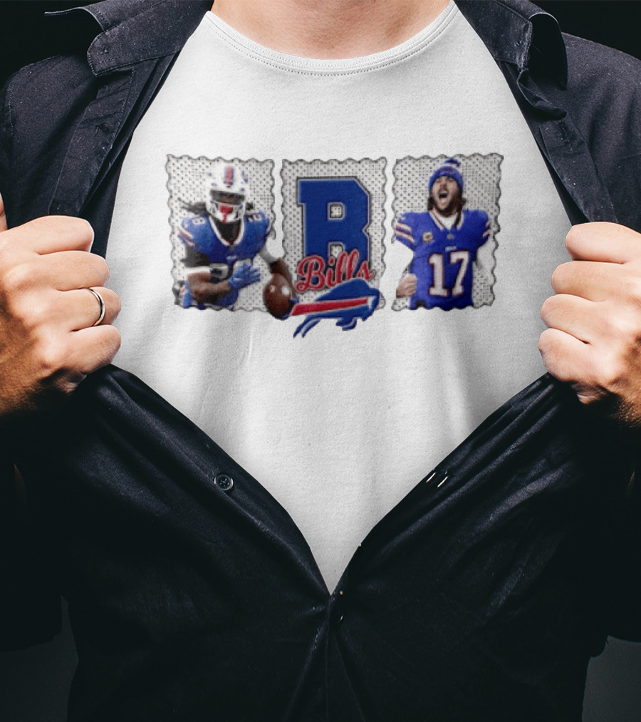 Buffalo Bills James Cook 28 Josh Allen 17 Celebrating Football Players T-Shirt