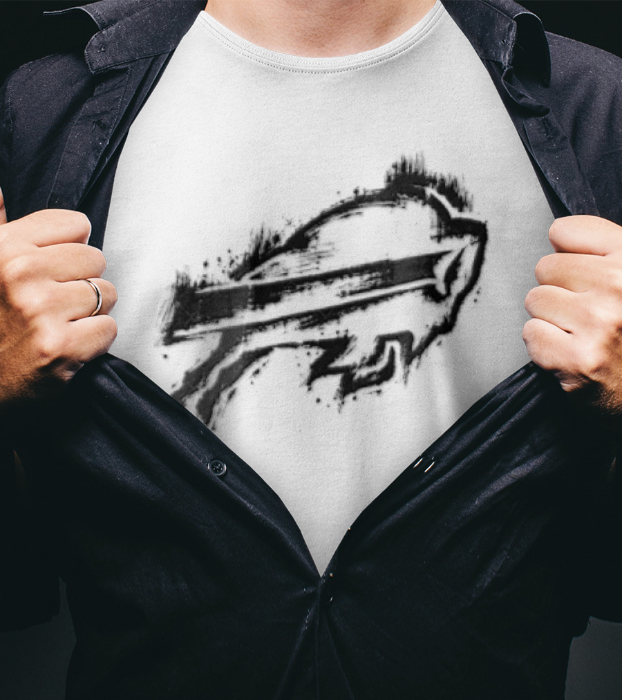 Buffalo Bills Black Ink Style NFL Team Graphic Buffalo Bills T-Shirt