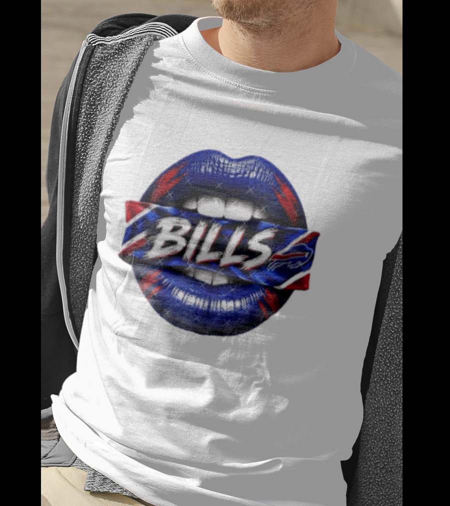 Buffalo Bills Blue Red Lips Banner With Bills Team T-Shirt