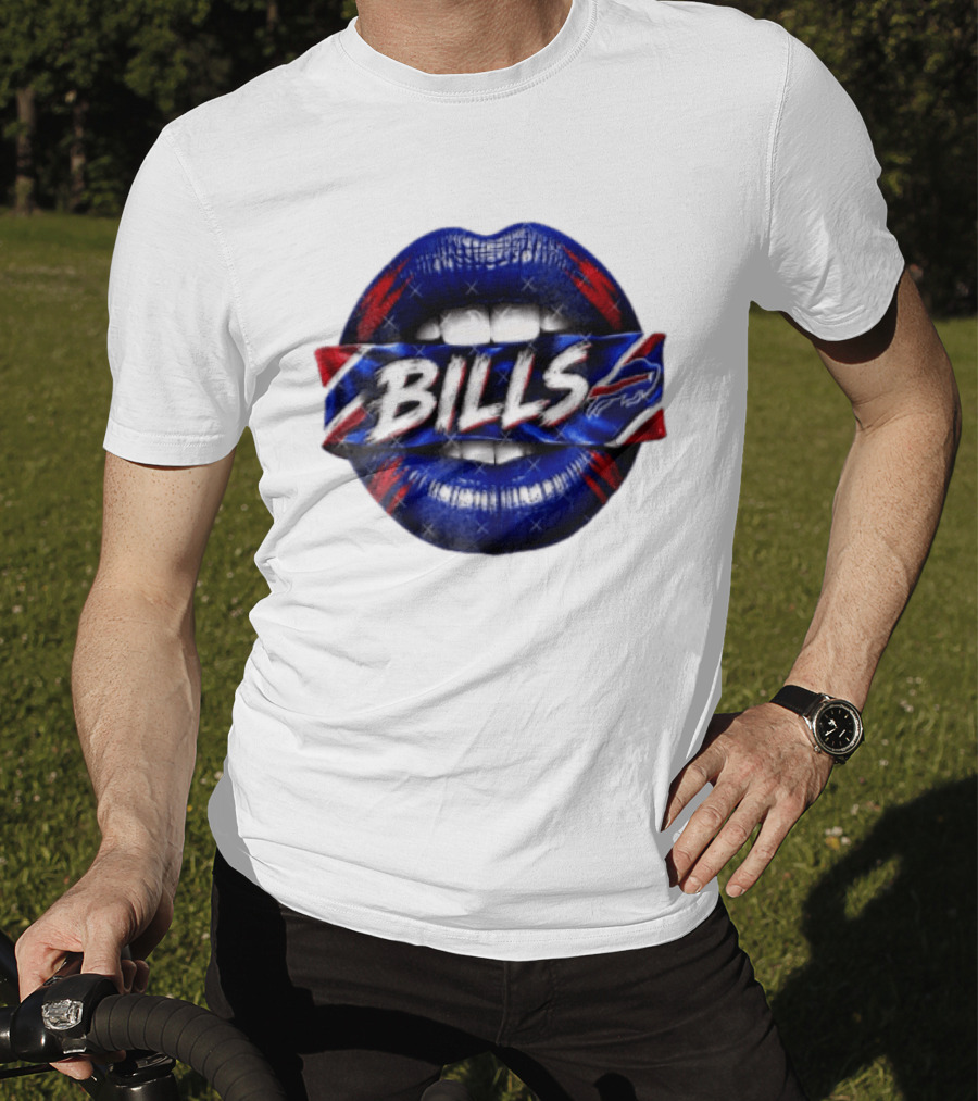 Buffalo Bills Blue Red Lips Banner With Bills Team T-Shirt