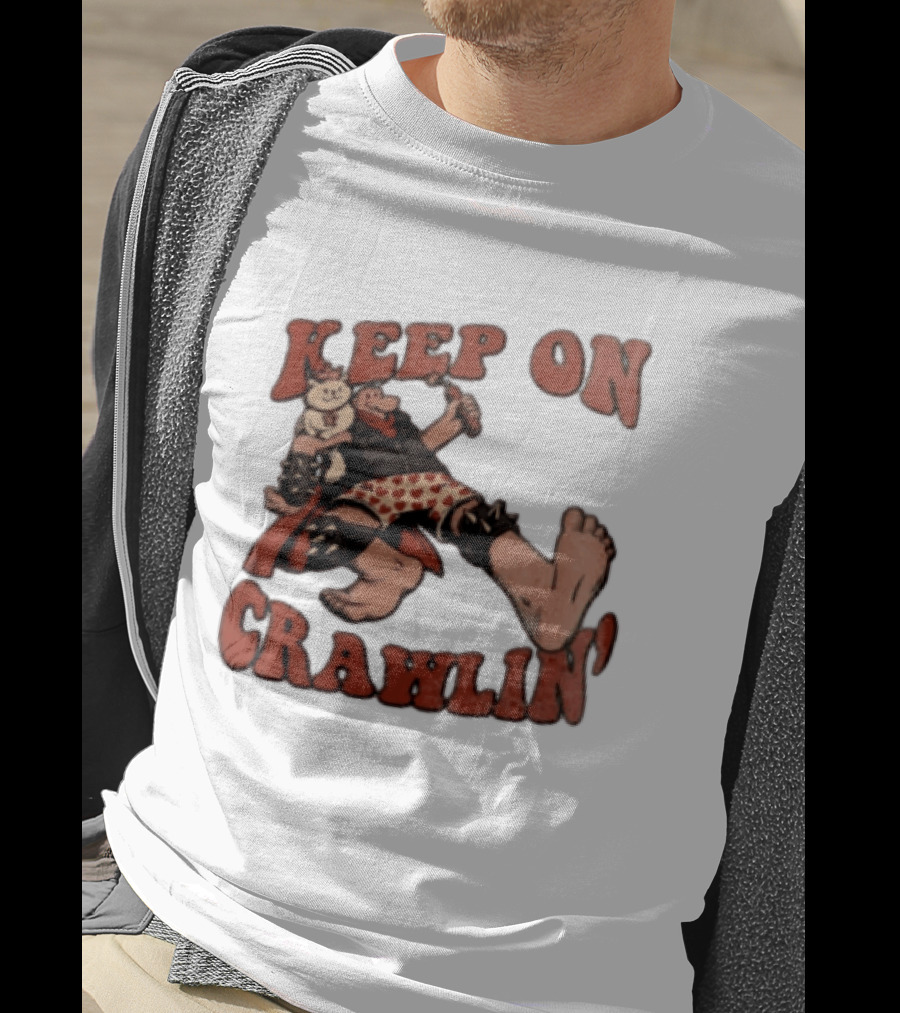 Keep On Crawlin Fat Freddys Cat Cartoon Man Holding Dynamite Cat T-Shirt