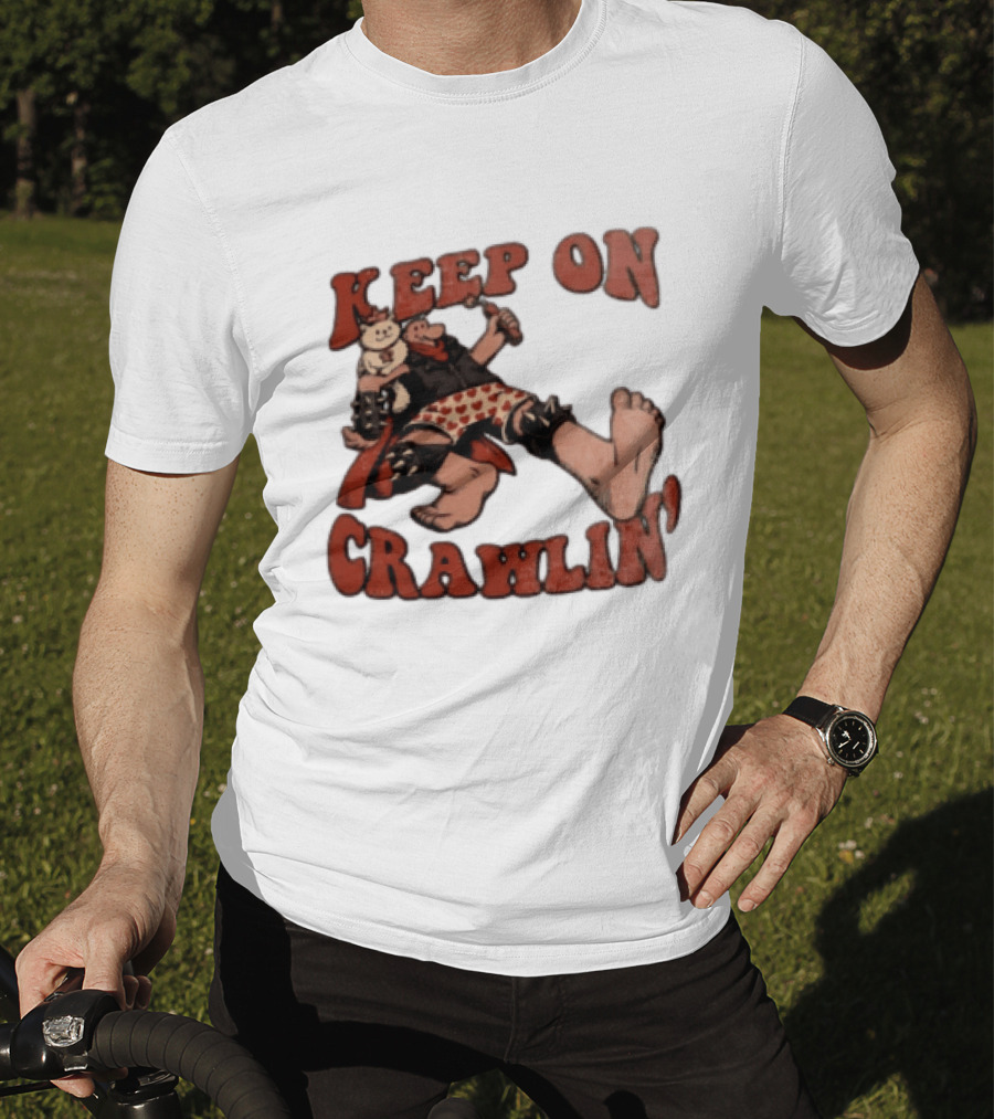 Keep On Crawlin Fat Freddys Cat Cartoon Man Holding Dynamite Cat T-Shirt