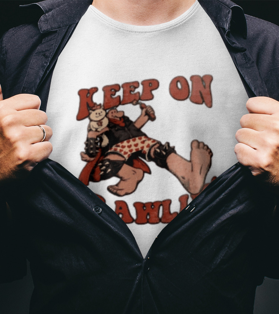 Keep On Crawlin Fat Freddys Cat Cartoon Man Holding Dynamite Cat T-Shirt
