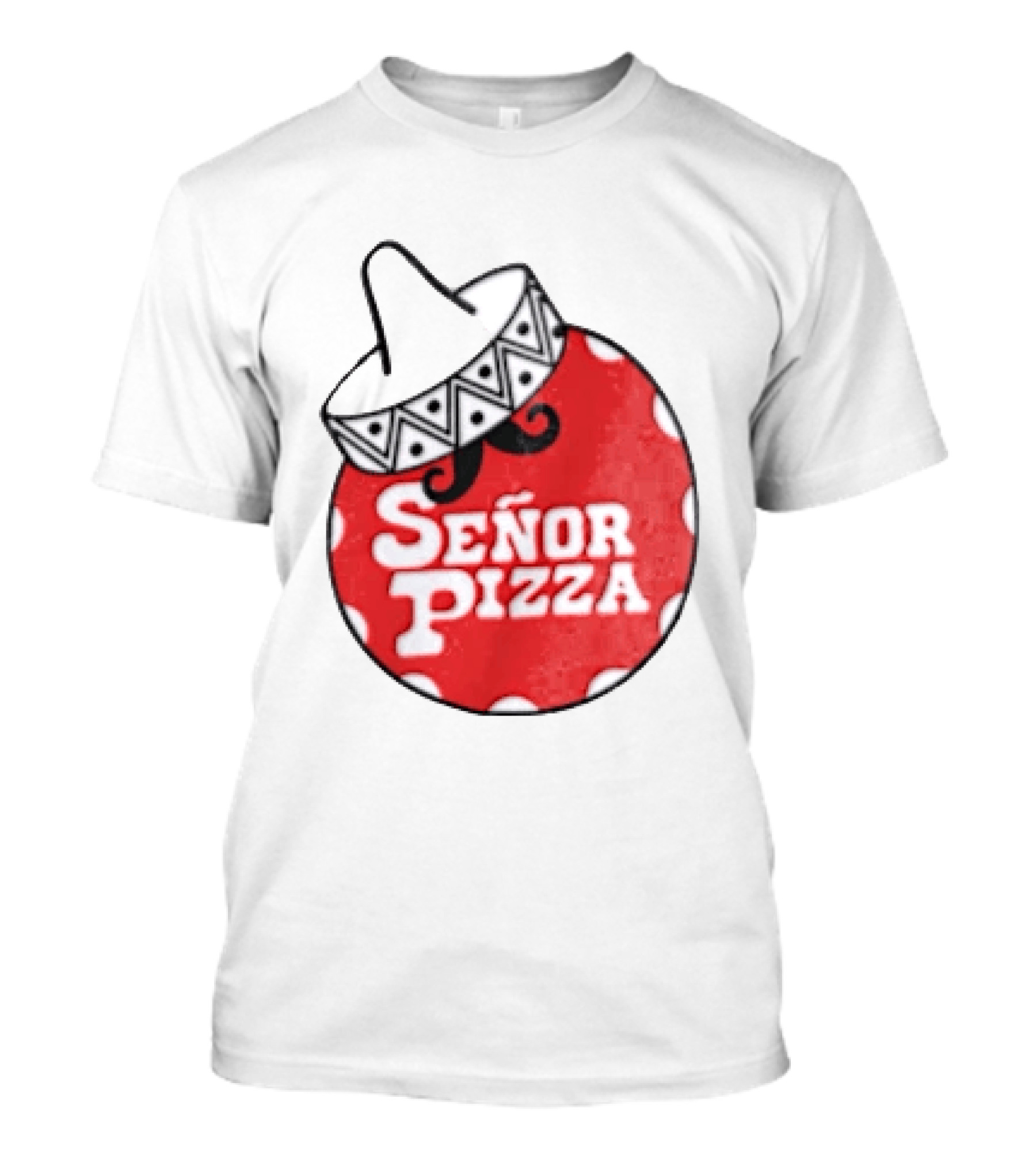Señor Pizza Red Apron With Mustache And Patterned Collar T-Shirt