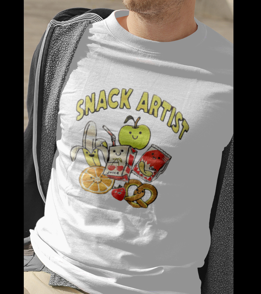 Snacks Juice Banana Apple Chips Pretzel Orange Cartoon T-Shirt