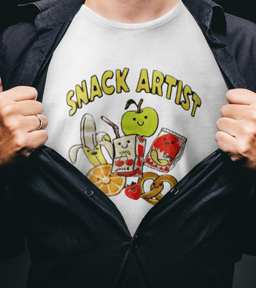 Snacks Juice Banana Apple Chips Pretzel Orange Cartoon T-Shirt
