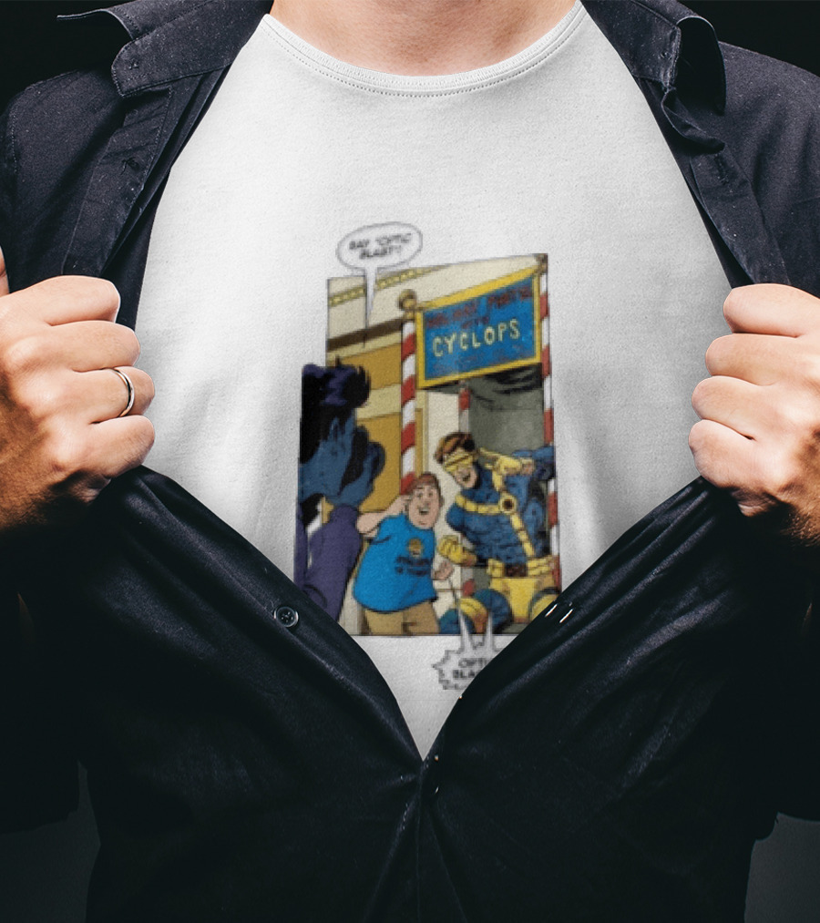Cyclops Optic Blast Pose Comic Panel Marvel X Men Humor T-Shirt