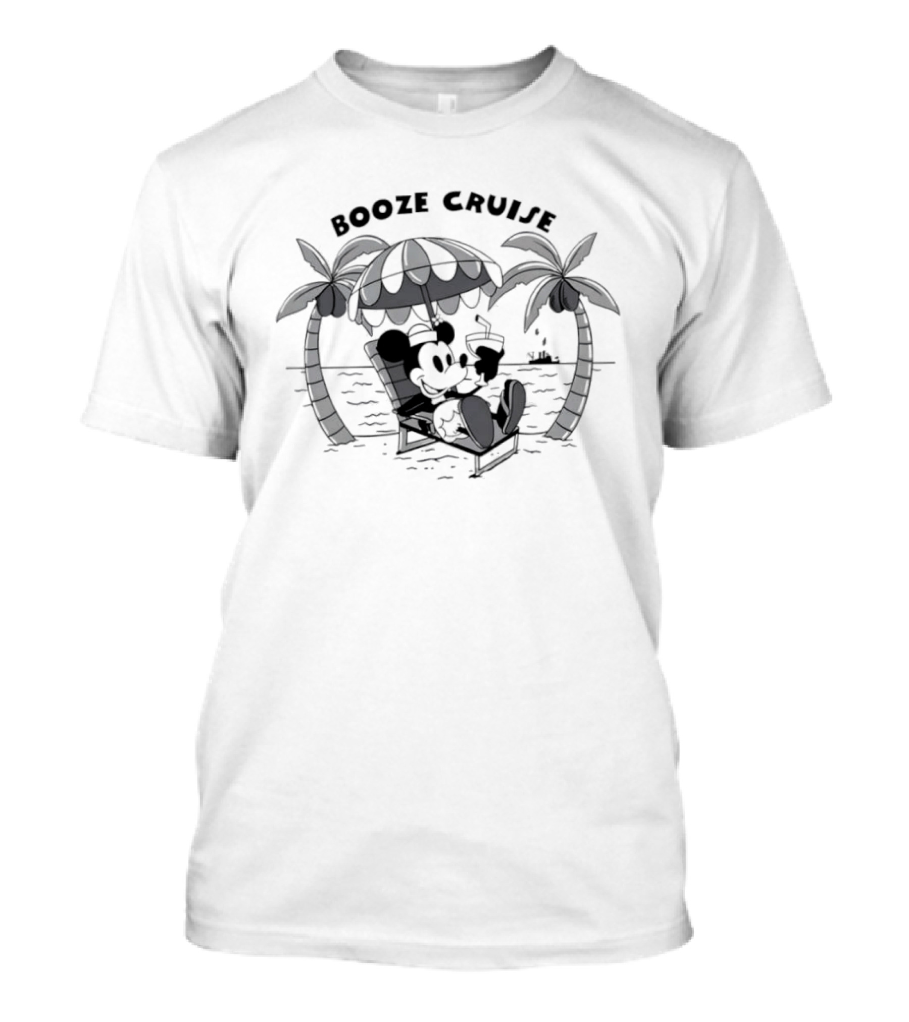 Booze Cruise Mickey Mouse Disney Vacation Relaxation Tropical Vibes T-Shirt