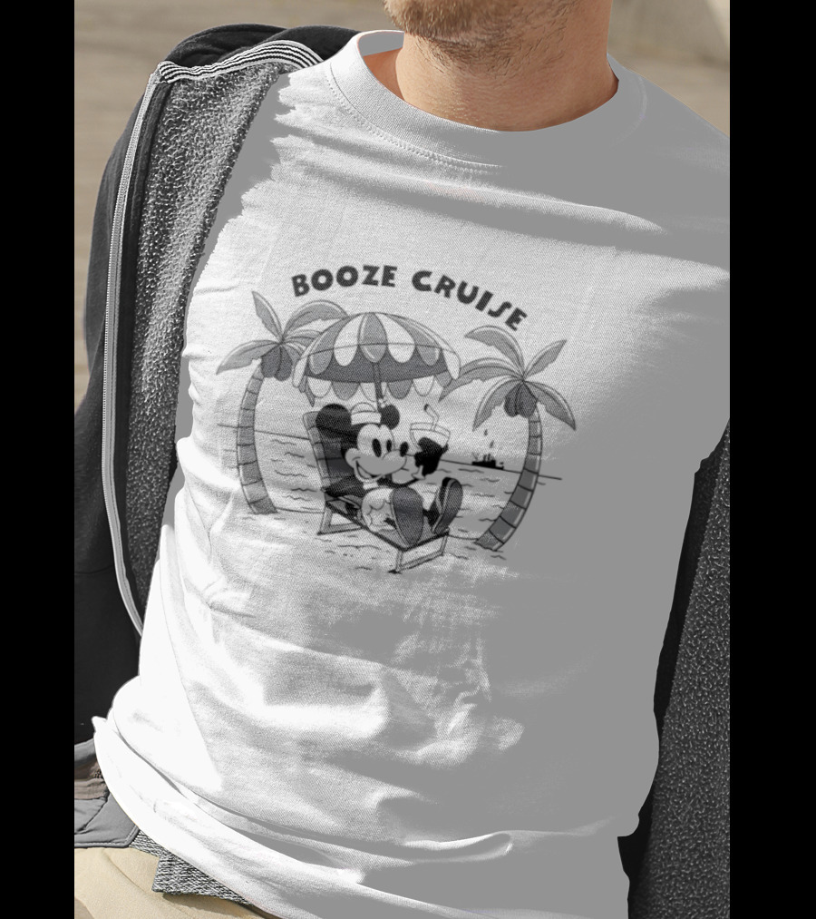 Booze Cruise Mickey Mouse Disney Vacation Relaxation Tropical Vibes T-Shirt