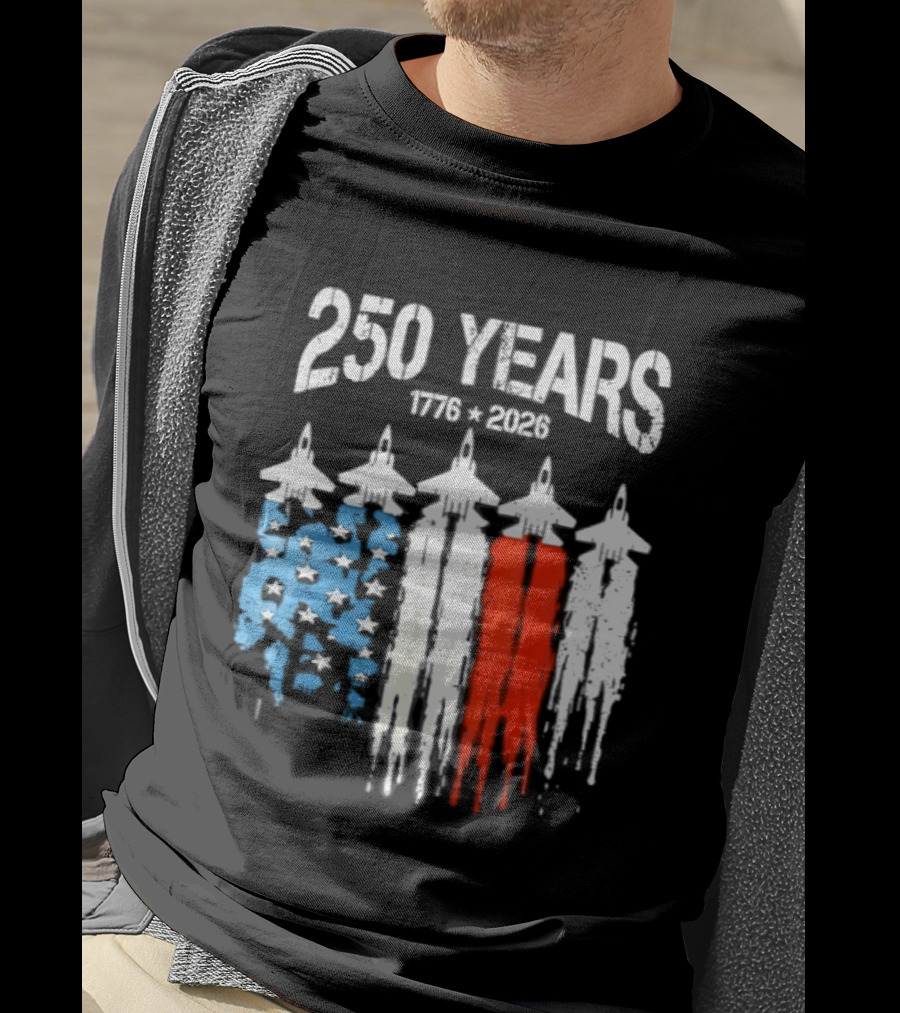 250 Years 1776 2026 Jet Stars And Stripes Anniversary T-Shirt