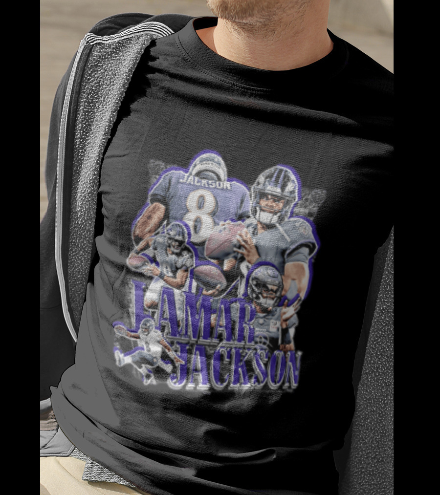 Lamar Jackson Baltimore Ravens Football Collage Action Poses T-Shirt
