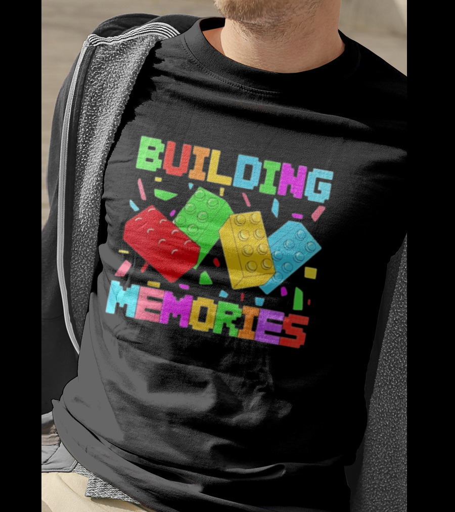 Building Brick Block Memories Colorful Confetti Celebration T-Shirt