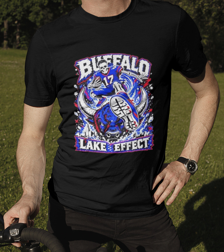 Buffalo Bills Lake Effect 17 Football Player Skull Buffalo T-Shirt