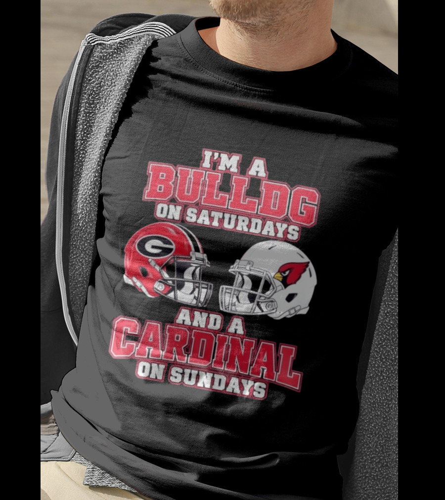 I'm A Bulldog On Saturdays And A Cardinal On Sundays Football Helmets T-Shirt