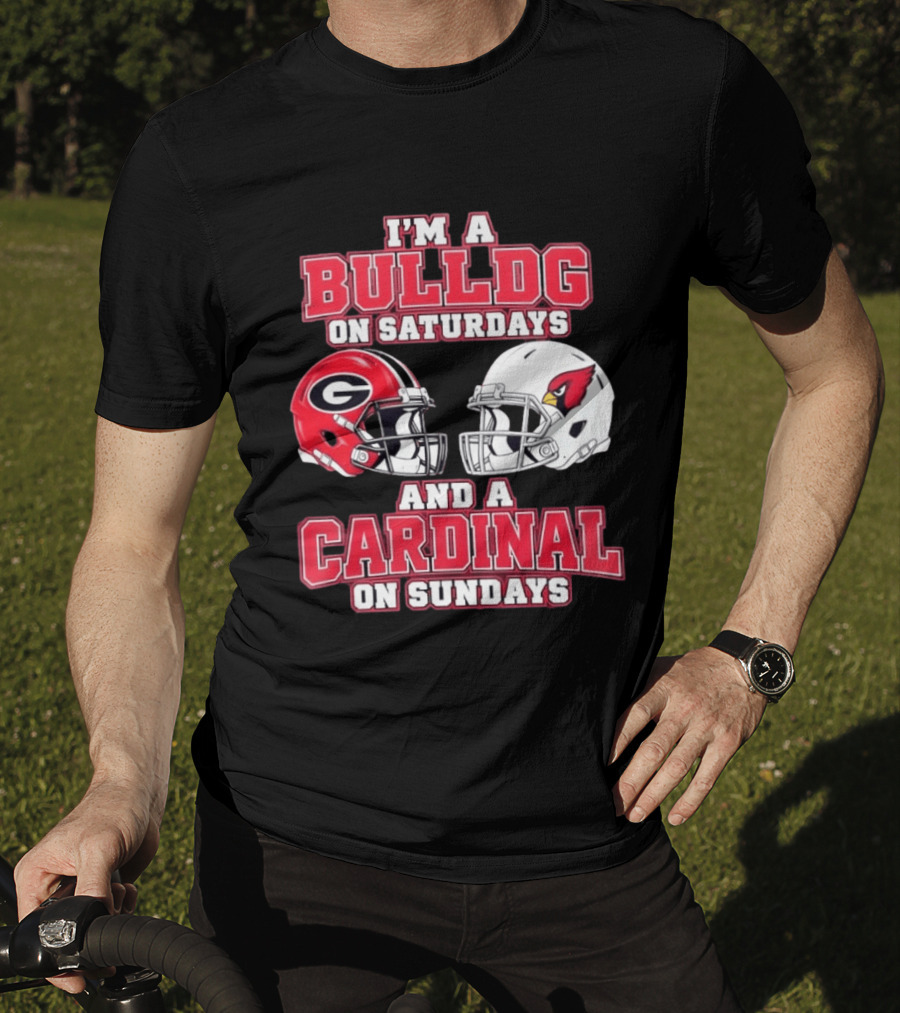 I'm A Bulldog On Saturdays And A Cardinal On Sundays Football Helmets T-Shirt