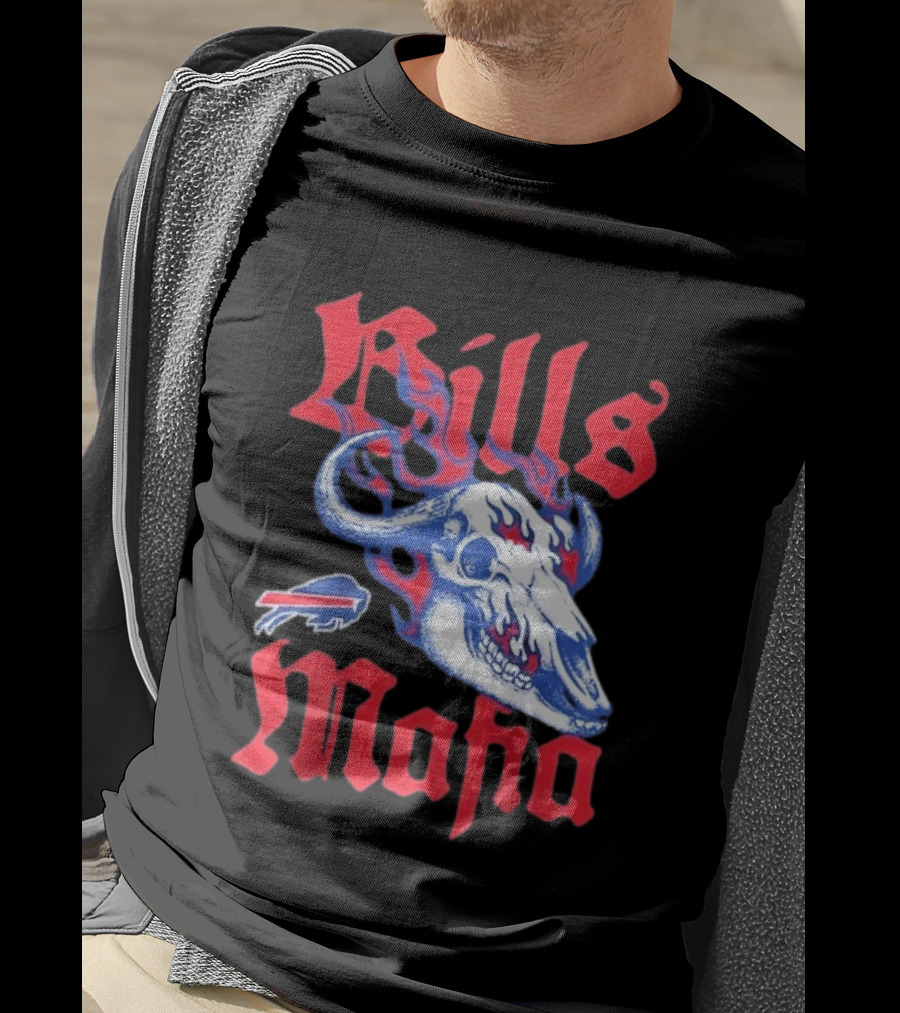 Buffalo Bills Mafia Skull Flames T-Shirt