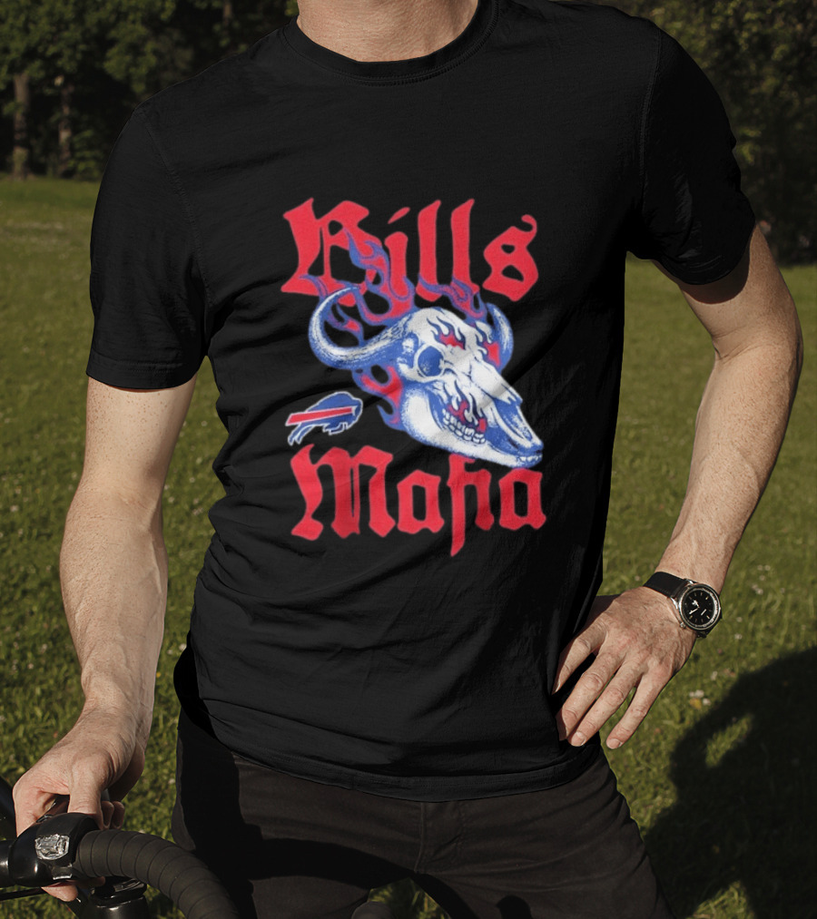 Buffalo Bills Mafia Skull Flames T-Shirt