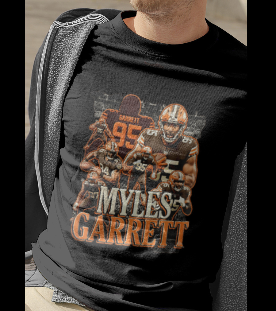 Cleveland Browns Myles Garrett 95 Action Poses Football Player T-Shirt