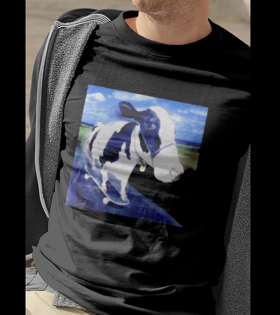 Cow Skateboarding Adventure On Open Road T-Shirt