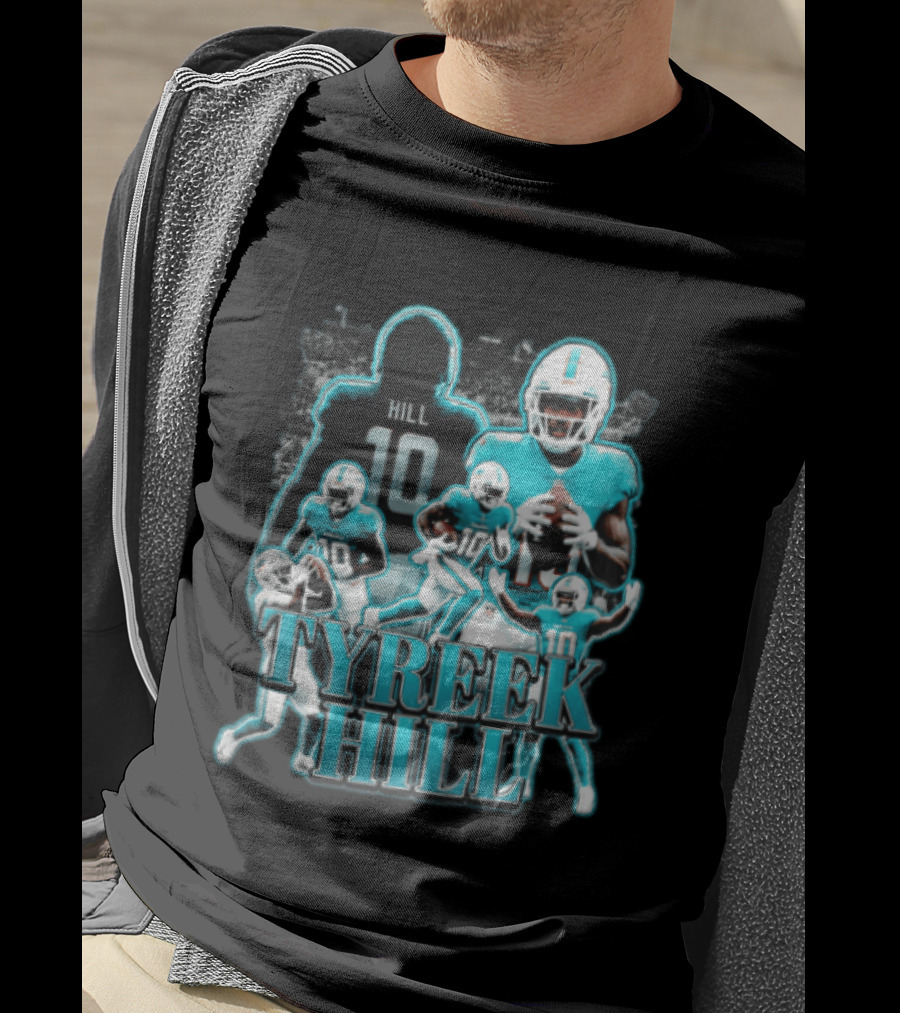 Tyreek Hill Miami Dolphins Football Player Multiple Action Poses T-Shirt