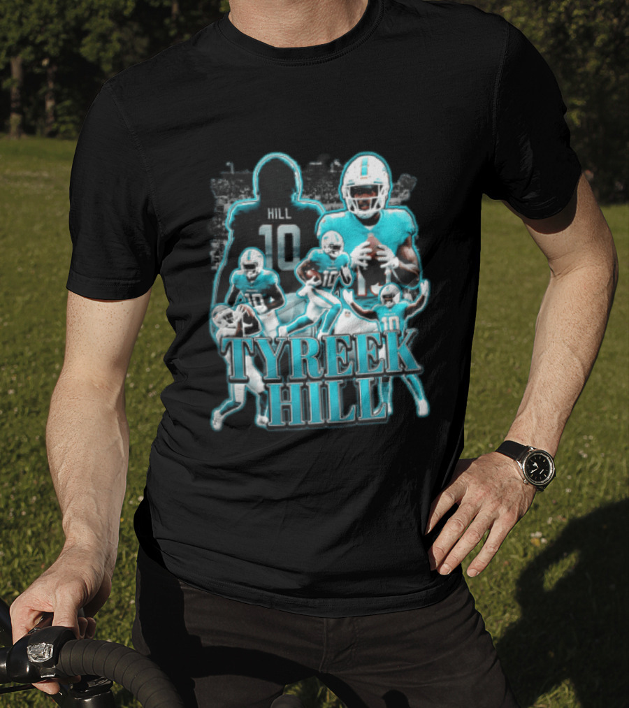 Tyreek Hill Miami Dolphins Football Player Multiple Action Poses T-Shirt
