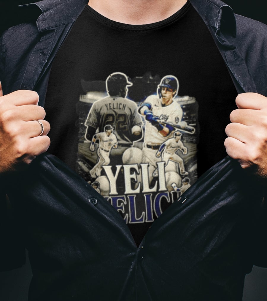 Milwaukee Brewers Yelich Baseball Player Action Poses 22 T-Shirt